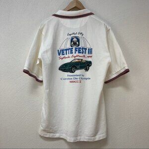 Vintage 1999 "Capital City Corvette Vette Fest III" Olympia WA White Polo Sz L